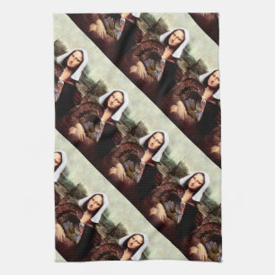 Thanksgiving Mona Lisa Pilgrim Tea Towel