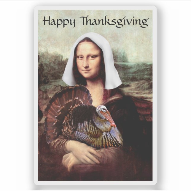 Thanksgiving Mona Lisa Pilgrim with Turkey (Front)