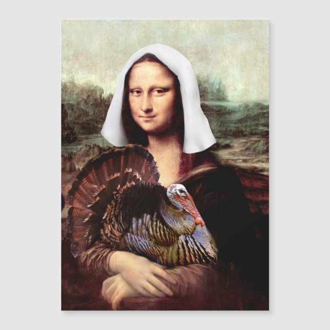 Thanksgiving Mona Lisa Pilgrim with Turkey (Front)