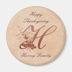 Thanksgiving Monogram Letter H Magnet