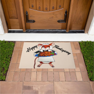 THANKSGIVING MOUSE PILGRIM DOORMAT
