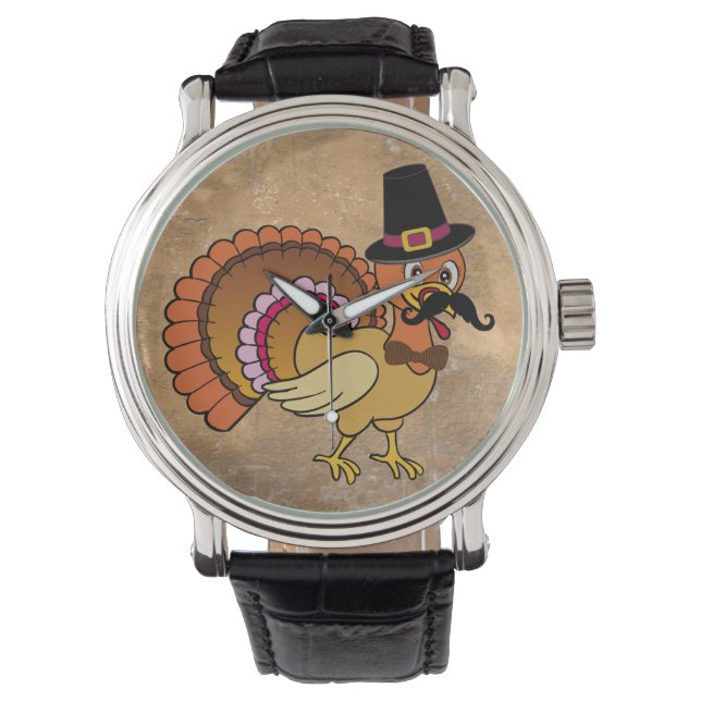 Thanksgiving Moustache Turkey Watch (Front)