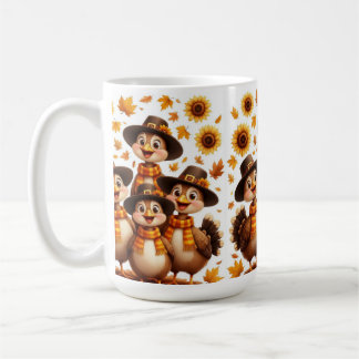 Thanksgiving Mug with turkeys family