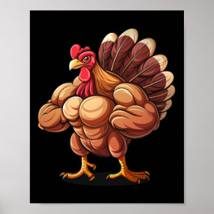 Thanksgiving Muscle Turkey Funny Leg Day Gym Body Poster