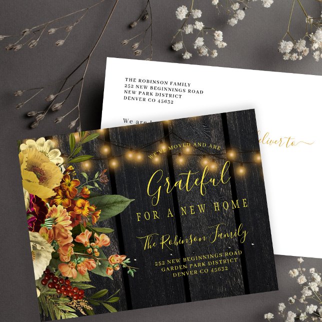 Thanksgiving new home for the holidays moving announcement postcard (Creator Uploaded)