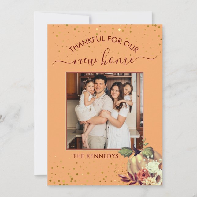 Thanksgiving New Home Photo Holiday Moving    Announcement (Front)