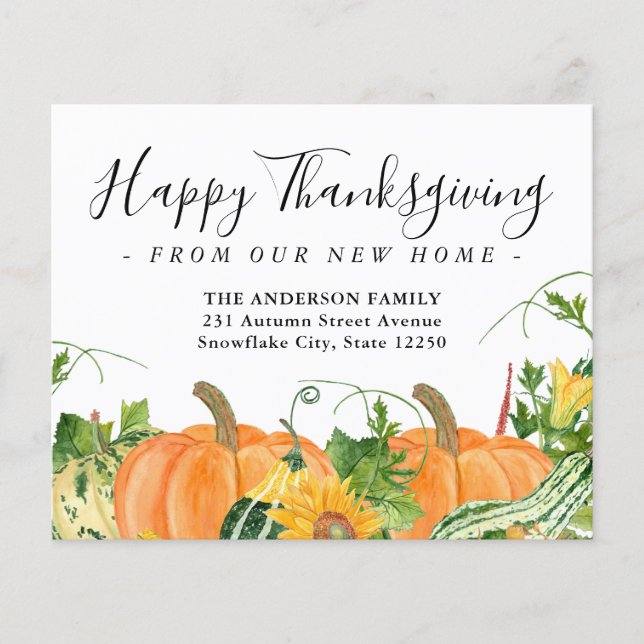 Thanksgiving New Home Pumpkin Moving Announcement (Front)