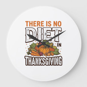 Thanksgiving No Diet Vintage Vegetable Holiday Des Large Clock