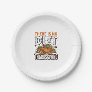 Thanksgiving No Diet Vintage Vegetable Holiday Des Paper Plate
