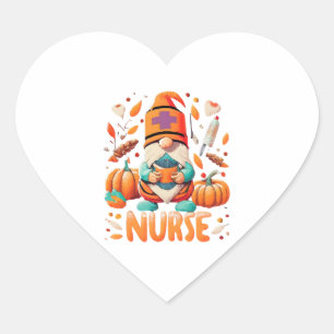 Thanksgiving Nurse Gnomes Fall Scrub Heart Sticker