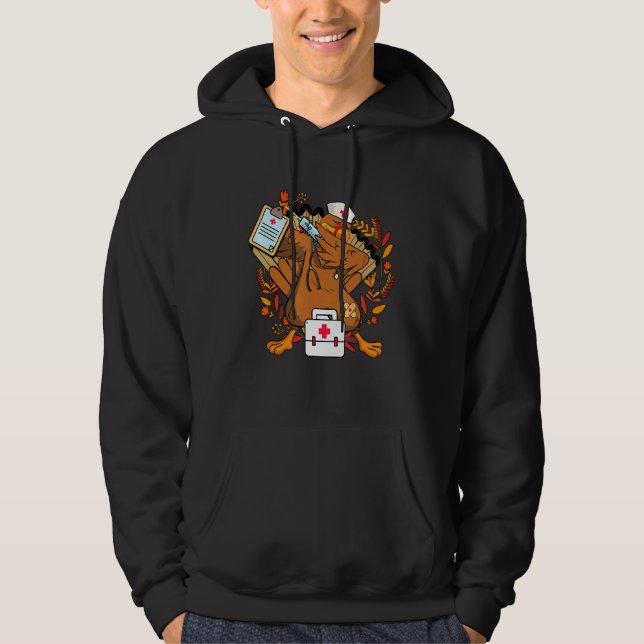 Thanksgiving Nurse Health Worker Nursing Cute Turk Hoodie (Front)
