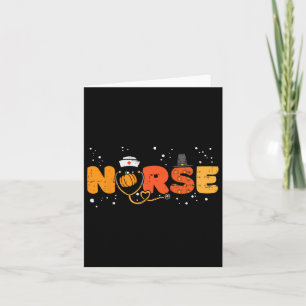 Thanksgiving Nurse Stethoscope Autumn Fall Scrub T Card