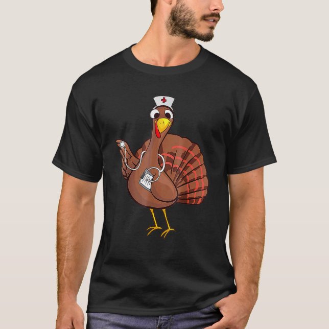 Thanksgiving Nurse Turkey Cool  Feast Day T-Shirt (Front)