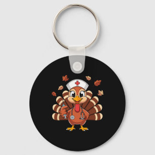 Thanksgiving Nurse Turkey Rn Icu Er Nicu Nurse Cre Key Ring