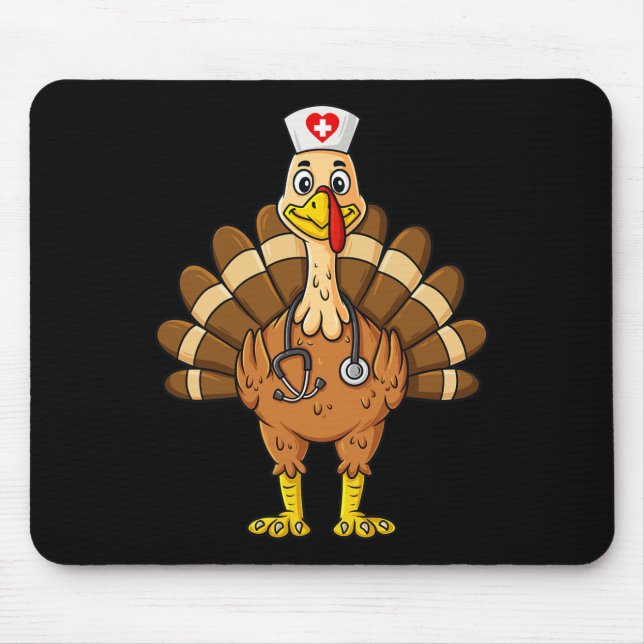 Thanksgiving Nurse Turkey Scrub Fun Nursing  Mouse Mat (Front)