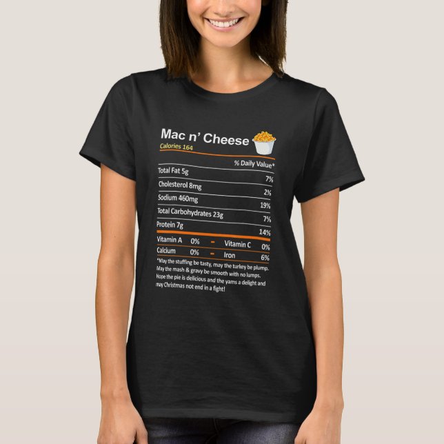 Thanksgiving Nutrition Facts  Mac and Cheese Nutri T-Shirt (Front)