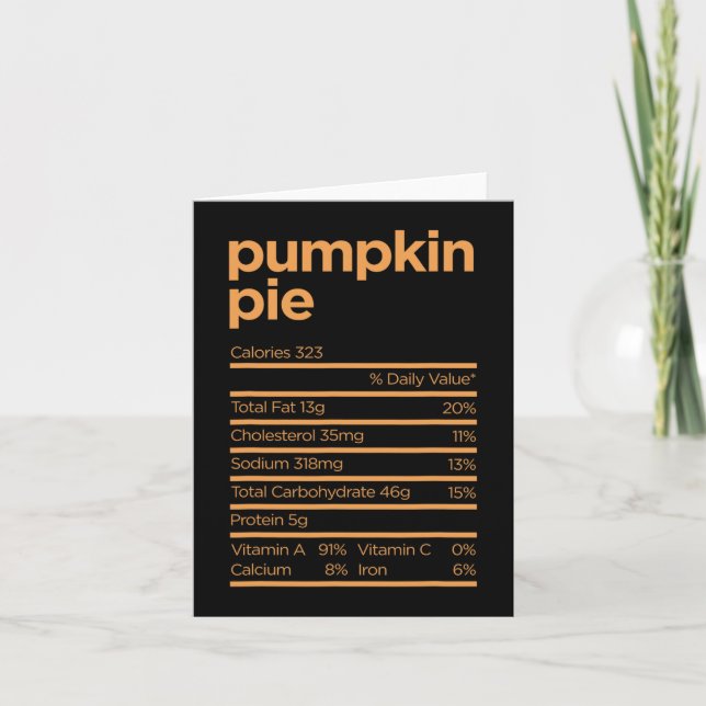 Thanksgiving Nutrition Pumpkin Pie Facts Food Fun  Card (Front)