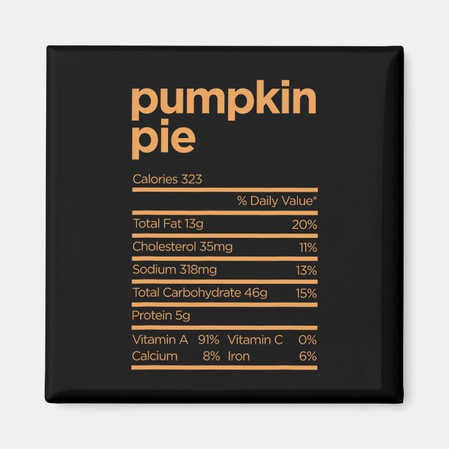 Thanksgiving Nutrition Pumpkin Pie Facts Food Fun  Magnet (Front)