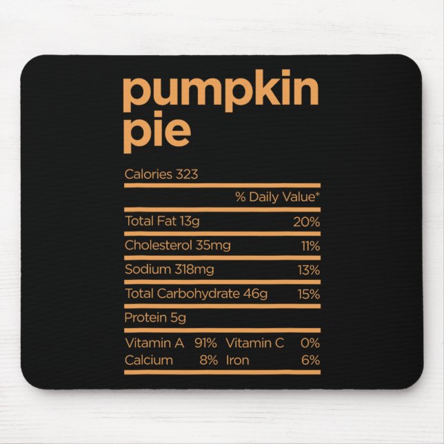Thanksgiving Nutrition Pumpkin Pie Facts Food Fun  Mouse Mat (Front)