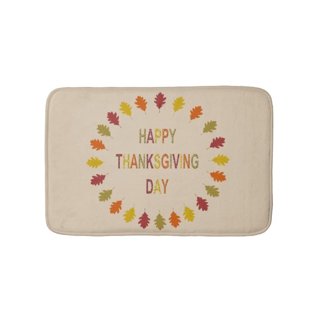 Thanksgiving Oak Leaves Bath Mat (Front)