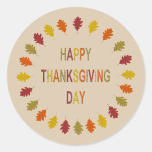 Thanksgiving Oak Leaves Classic Round Sticker