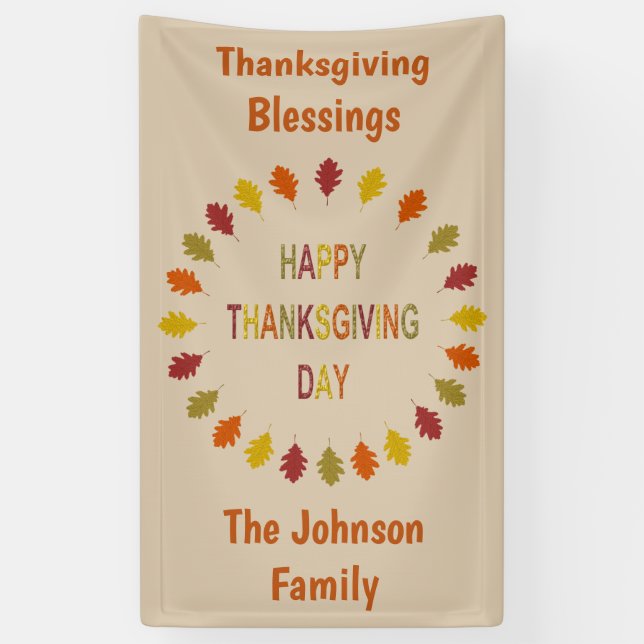 Thanksgiving Oak Leaves Custom Banner (Vertical)