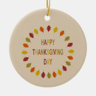 Thanksgiving Oak Leaves Custom Ceramic Tree Decoration