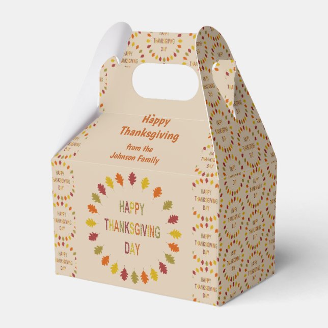 Thanksgiving Oak Leaves Custom Favour Box (Front Side)