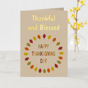 Thanksgiving Oak Leaves Custom Foil Greeting Card