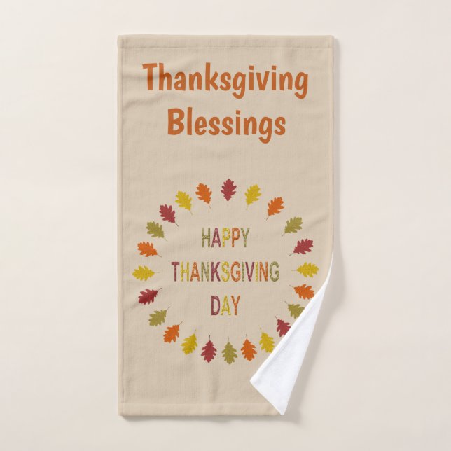 Thanksgiving Oak Leaves Custom Hand Towel (Hand Towel)