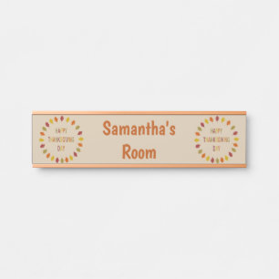 Thanksgiving Oak Leaves Custom Name Door Sign