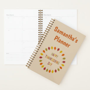 Thanksgiving Oak Leaves Custom Name Planner