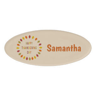 Thanksgiving Oak Leaves Custom Name Tag