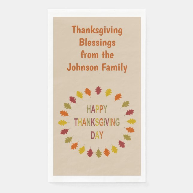 Thanksgiving Oak Leaves Custom Napkin (Front)