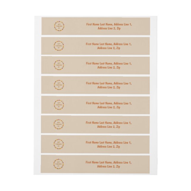 Thanksgiving Oak Leaves Custom Wraparound Address Label (Sheet)