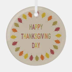 Thanksgiving Oak Leaves Glass Tree Decoration