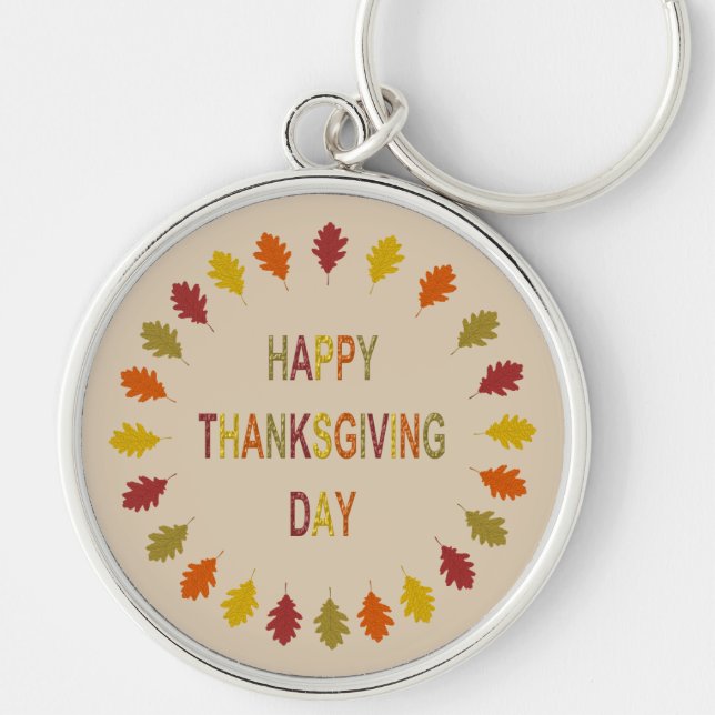 Thanksgiving Oak Leaves Key Ring (Front)