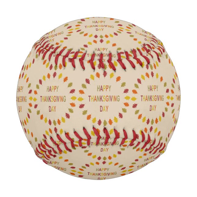 Thanksgiving Oak Leaves Patterned Baseball (Front)