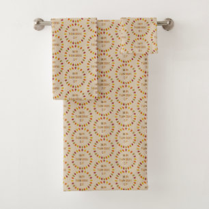 Thanksgiving Oak Leaves Patterned Bath Towel Set