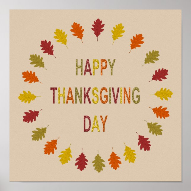 Thanksgiving Oak Leaves Poster (Front)