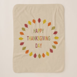 Thanksgiving Oak Leaves Sherpa Blanket