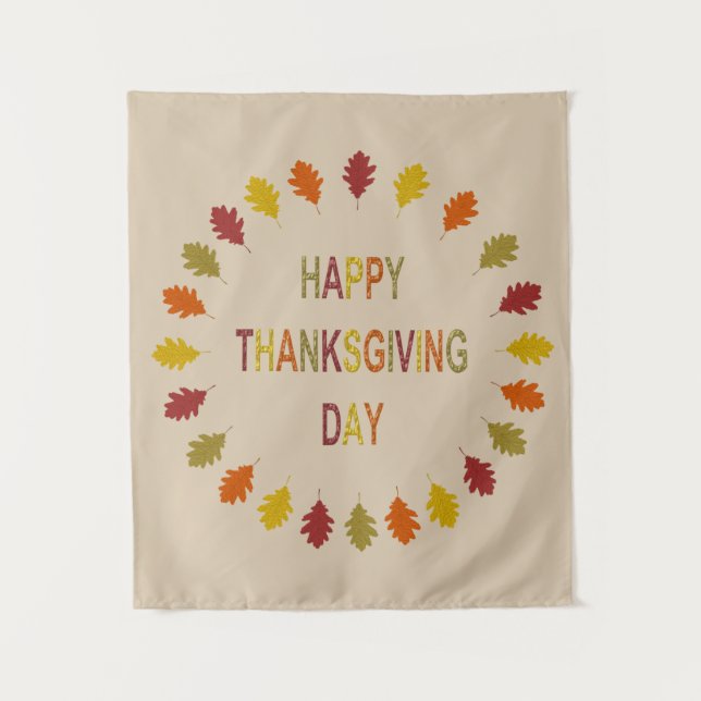 Thanksgiving Oak Leaves Tapestry (Front)