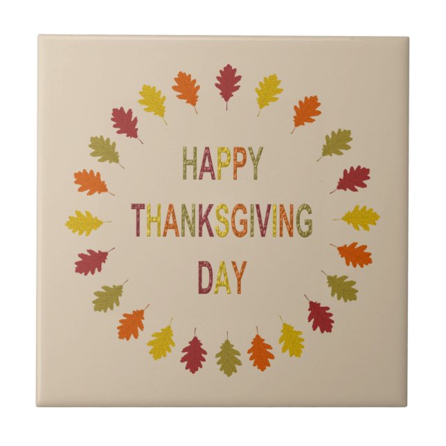 Thanksgiving Oak Leaves Tile (Front)