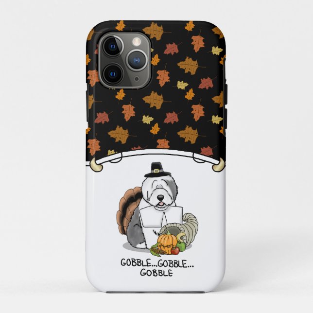 Thanksgiving Old English Sheepdog (Grey 1) Fun Case-Mate iPhone Case (Back)