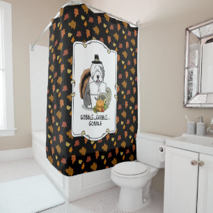 Thanksgiving Old English Sheepdog (Grey 1) Fun Shower Curtain
