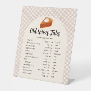 Thanksgiving Old WIves Tales Baby shower Game  Pos Pedestal Sign