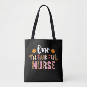Thanksgiving One Thankful Nurse Leopard Fall Groov Tote Bag