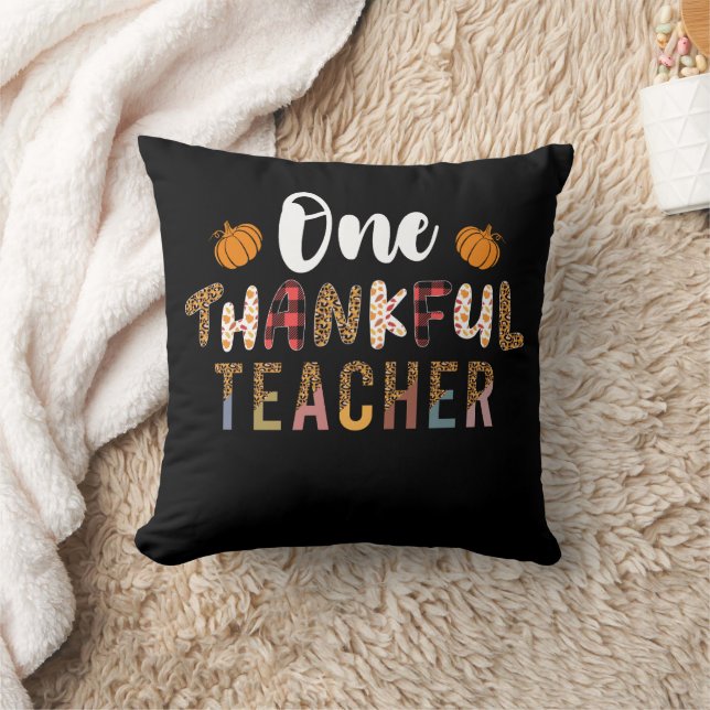 Thanksgiving One Thankful Teacher Leopard Fall Gro Cushion (Blanket)