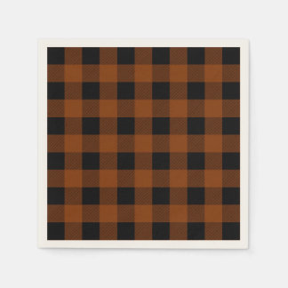 Thanksgiving Orange Buffalo Plaid Napkins