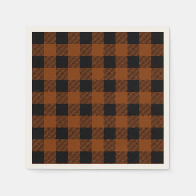 Thanksgiving Orange Buffalo Plaid Napkins (Front)